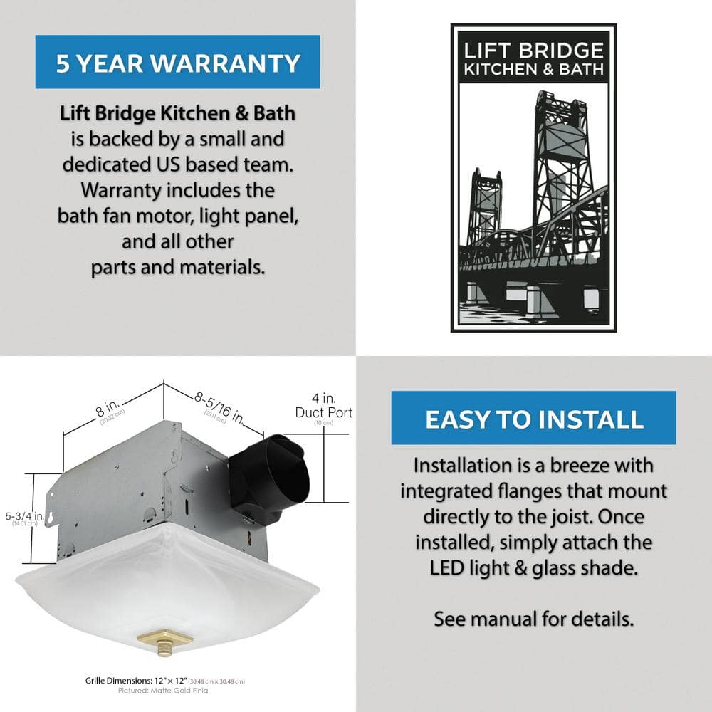 Decorative Square Semi-Flush Mount LED Ceiling Exhaust Fan