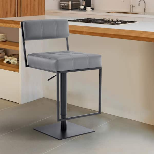 Armen Living Michele Contemporary Swivel Bar Stool in Matte Black