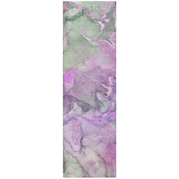 Dream Shag Premium Machine Washable Abstract ADS500 Purple 2 ft. x 7 ft. Runner Rug