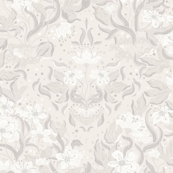 A-Street Prints Lisa Grey Floral Damask Non-Pasted Non-Woven Paper Wallpaper