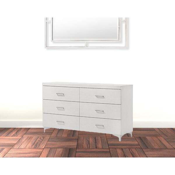 HomeRoots Amelia White 6 Drawers 58 in. Dresser