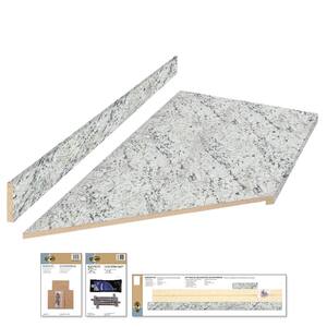 8 ft. Cream Laminate Countertop Kit With Left Miter and Eased Edge in White Ice Granite Etchings