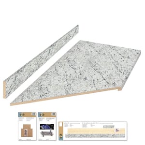 Formica 8 ft. Left Miter Laminate Countertop Kit Included in Textured White Ice Granite with Eased Edge and Backsplash
