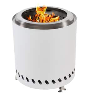9.75 in. H x 8.5 in. Dia Stainless Steel Tabletop Smokeless Fire Pit - White