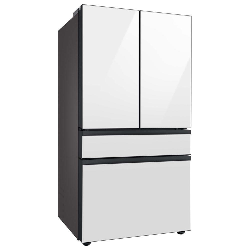 36" White and Orange Glass French Door Refrigerator with Ice Maker