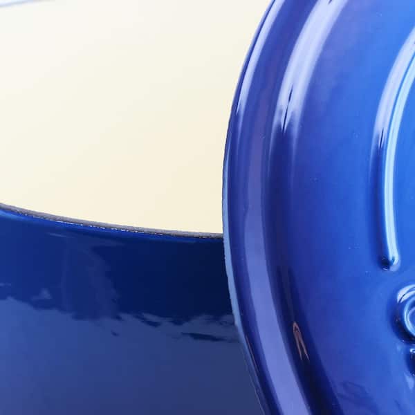 Crock-Pot Dutch Oven 7-qt Round Cast Iron Nonstick In Sapphire Blue with Lid