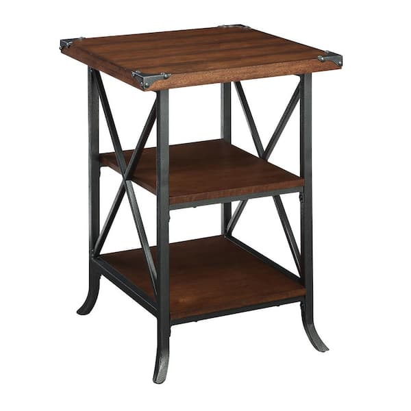 Convenience Concepts Brookline Dark Walnut Grooved Top End Table