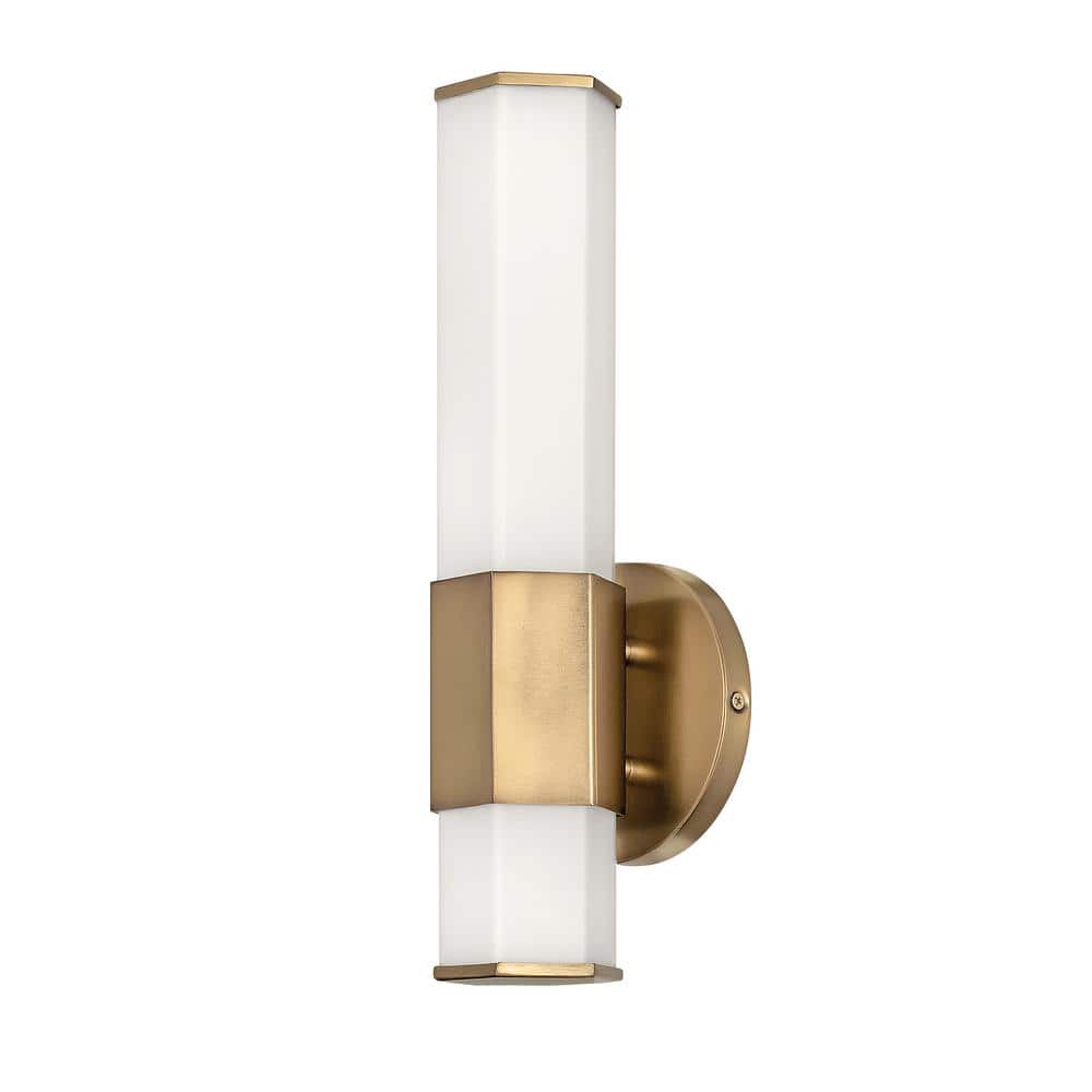 Heritage Brass Cylinder Wall Sconce with Etched Glass