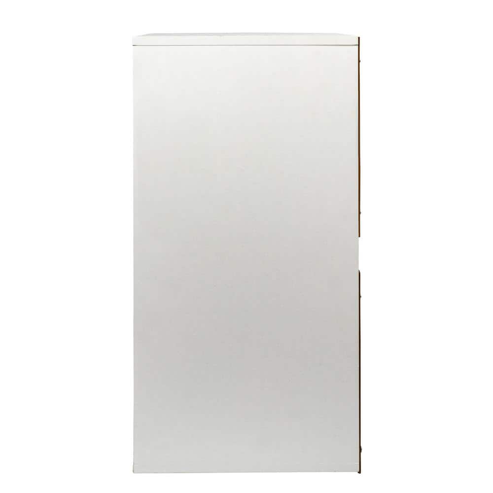White Wood Laundry Sorter Cabinet with Drawstring Bags