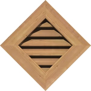 18.375 in. x 18.375 in. Diamond Unfinished Smooth Western Red Cedar Wood Paintable Gable Louver Vent