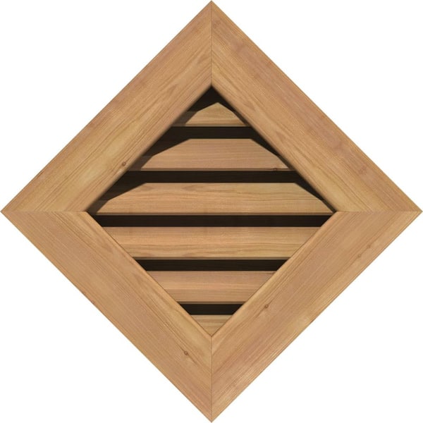 Ekena Millwork 26.375 in. x 26.375 in. Diamond Unfinished Smooth Western Red Cedar Wood Paintable Gable Louver Vent
