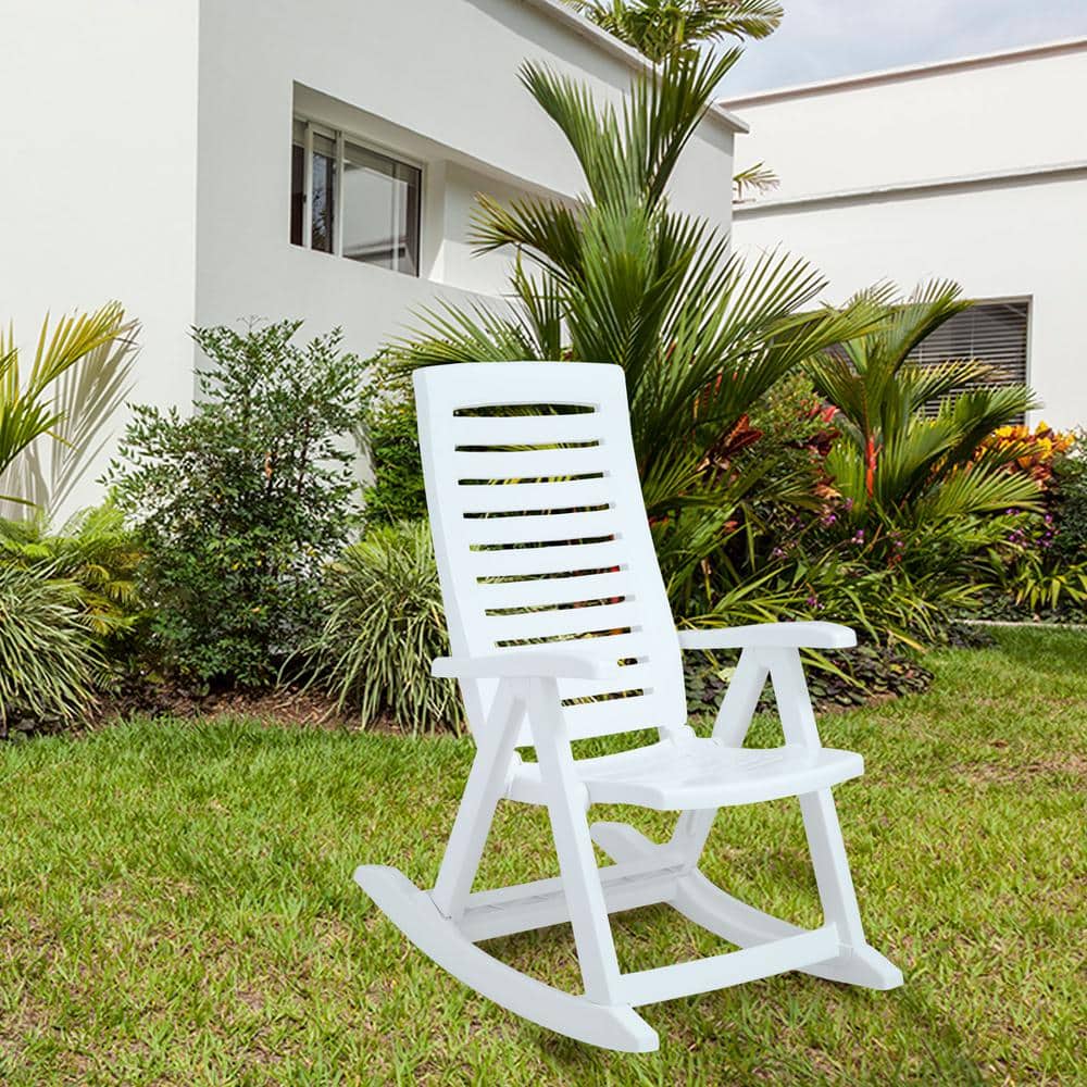 White Climate Resistant Resin Outdoor Rocking Chair