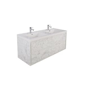 Sage 60 in. W Bath Vanity in Marble White with Reinforced Acrylic Vanity Top in White with White Basins