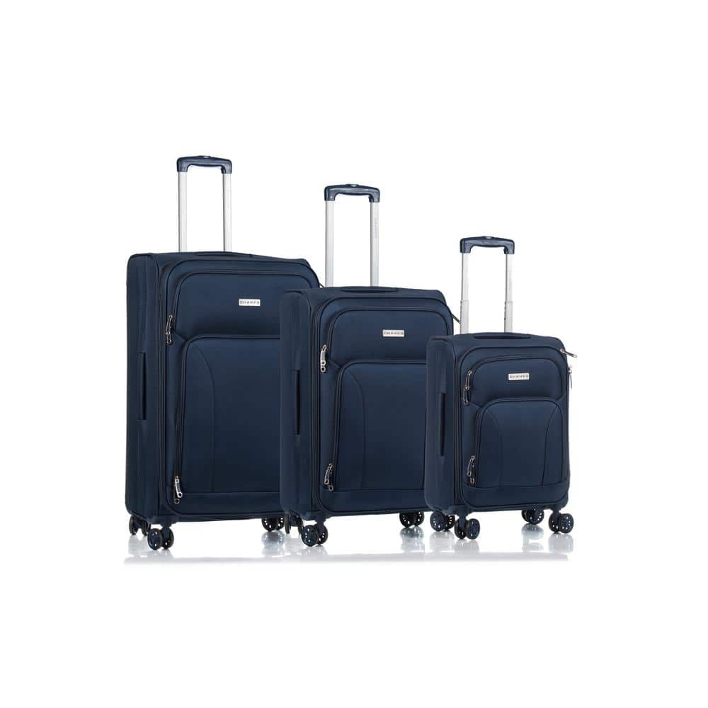 CHAMPS Traveler's 29 in.,25 in., 20 in. Navy Softside Luggage Set with ...