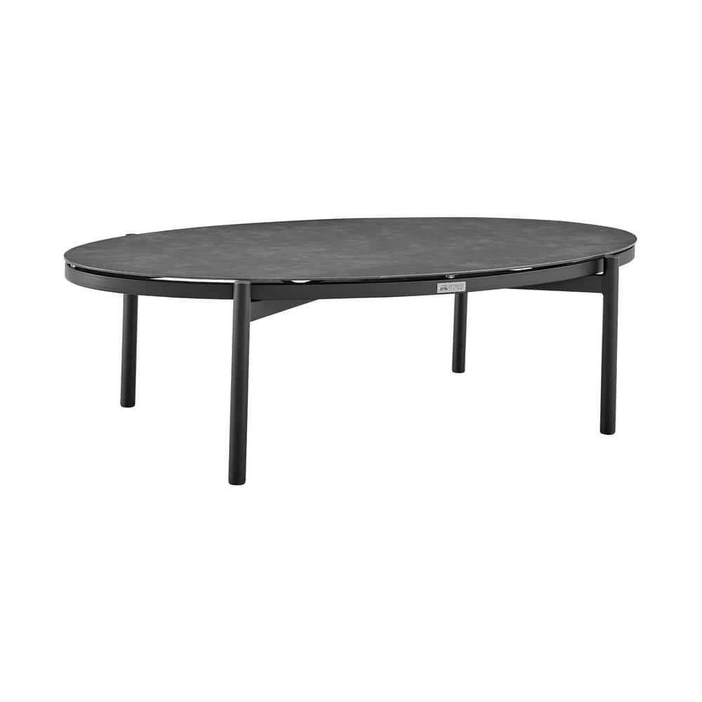 Giotto Black Oval Aluminum and Ceramic Outdoor Coffee Table