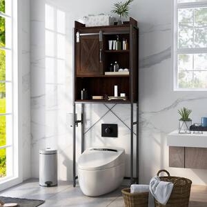 25 in. W x 67.5 in. H x 9.5 in. D Wood Brown Space Saver Over-the-Toilet Storage with Adjustable Shelf