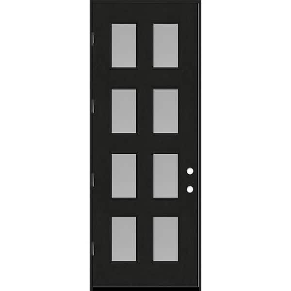 Steves & Sons Regency 42 in. x 96 in. 8L Modern Clear Glass RHOS Onyx Stained Fiberglass Prehung Front Door w/6 in. Jamb
