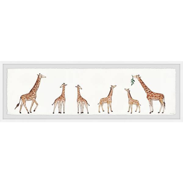Unbranded "Feeding Giraffe" by Marmont Hill Framed Animal Art Print 15 in. x 45 in.