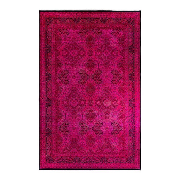 Overdyed Pink 10 ft. x 16 ft. Solid Wool Indoor Area Rug