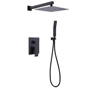 Single Handle 1-Spray Square Shower Faucet 1.8 GPM with High Pressure Showerhead in Matte Black (Valve Included)