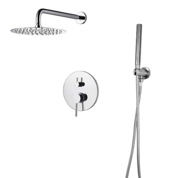 Eisen Home Mackenzie 1-Spray Patterns 8 in. Round Showerhead Face Diameter Wall Mounted Dual Shower Heads in Polished Chrome