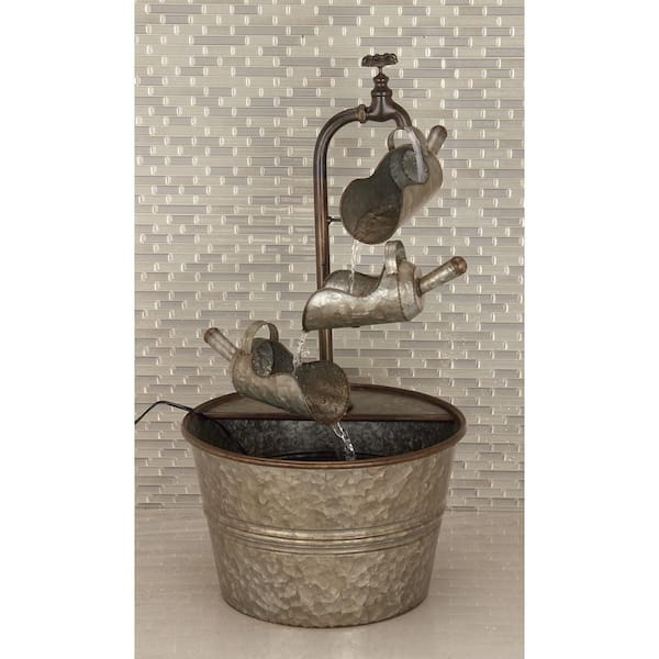 Litton Lane Gray Indoor and Outdoor Fountain with Watering Cans