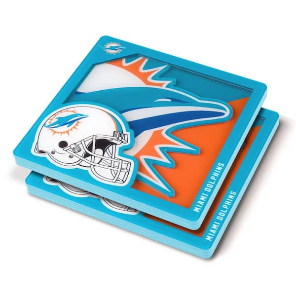 YouTheFan NFL Miami Dolphins 3D Logo 2-Piece Assorted Colors Acrylic Coasters