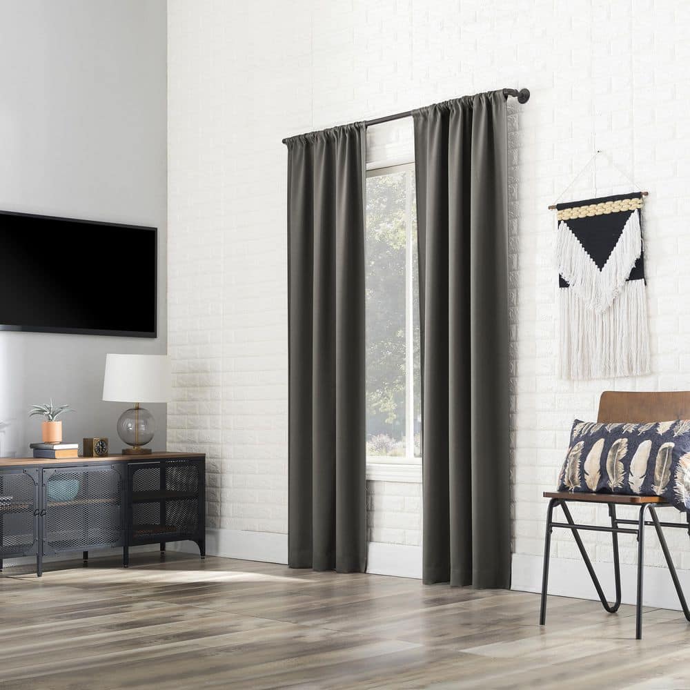 Sun Zero Gray Blackout Rod Pocket Curtain Panel 40" x 63"