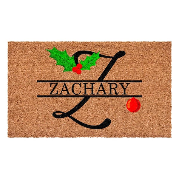 Christmas Holly 48 in. x 30 in. Coir Monogrammed Letter Z Door Mat