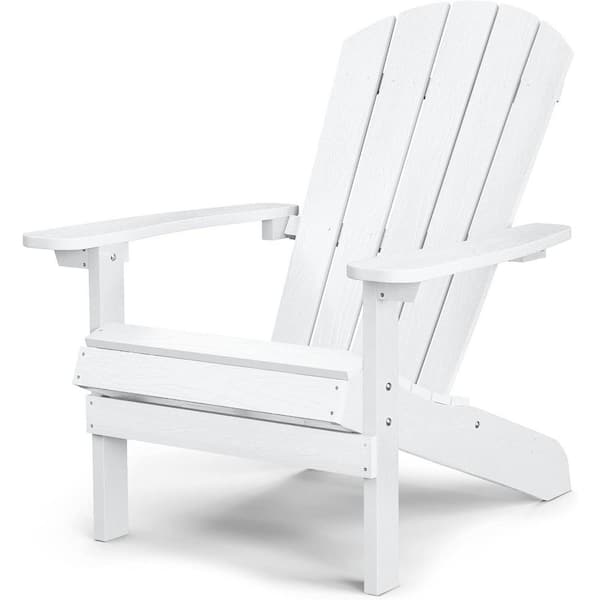 Unbranded White Weather Resistant Plastic Adirondack Chair (1-Pack)
