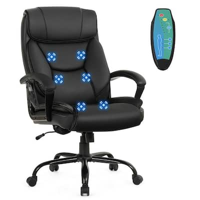 500 lb. Black Executive PU Leather Adjustable Height Computer Desk Chair Massage Office Chair