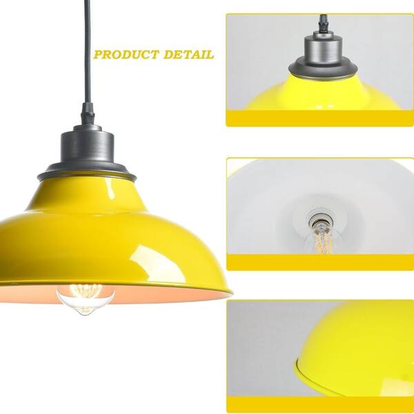 CLAXY 12 in. Yellow Metal Farmhouse Adjustable Pendant Light SH