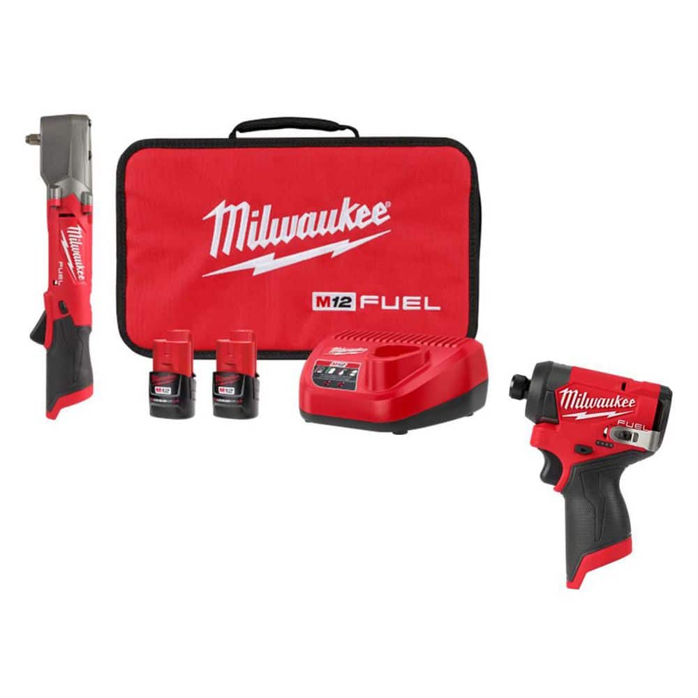 M12 FUEL 12V Lithium-Ion Brushless Cordless 3/8 in. Right Angle Impact Wrench Kit with Impact Driver and Batteries price history on PriceWatchPro