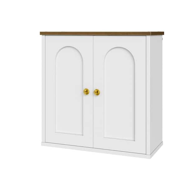 15.7 in. W x 15.7 in. H White Wood Wall Mount Medicine Cabinet without Mirror with 2 Doors