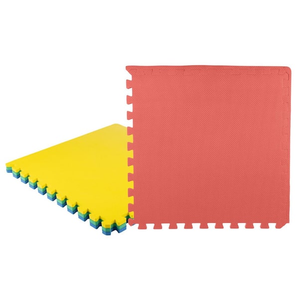 Multi-Color 24 in. x 24 in. x 0.50 in. Interlocking EVA Foam Floor Mat (4-Pack)