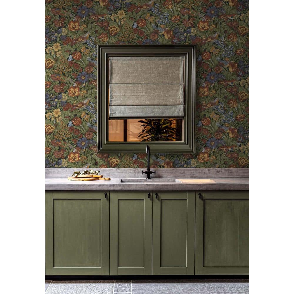 Colorful Floral and Bird Print Self-Adhesive Wallpaper