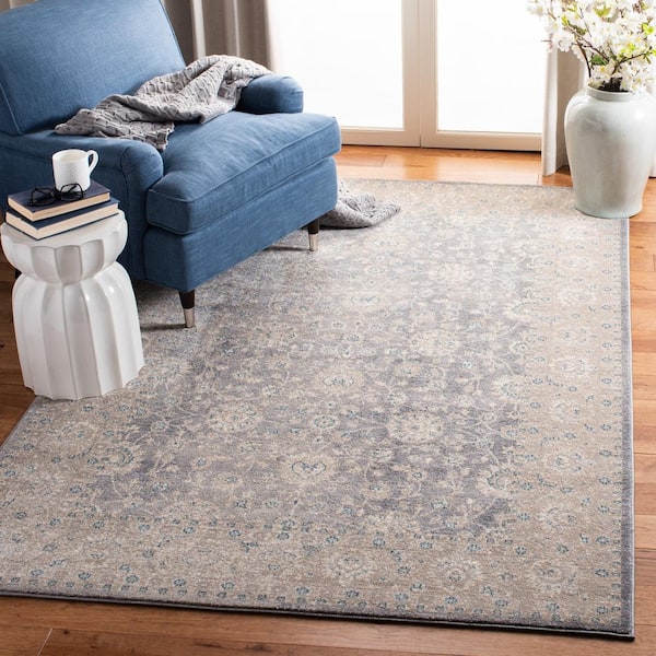Sofia Light Gray/Beige Doormat 3 ft. x 4 ft. Border Area Rug