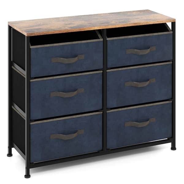 Costway 6-Drawer Dresser Organizer Closet Storage Cabinet with Foldable Fabric Drawer Chest of Drawers