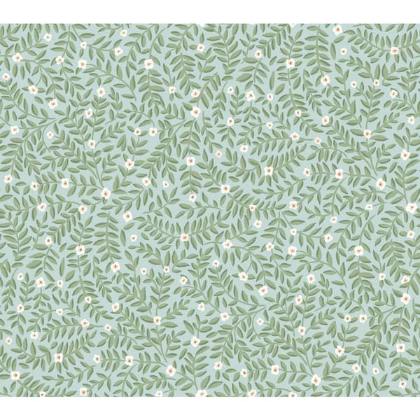 Elodie Light Blue Petite Floral Premium Peel and Stick Wallpaper