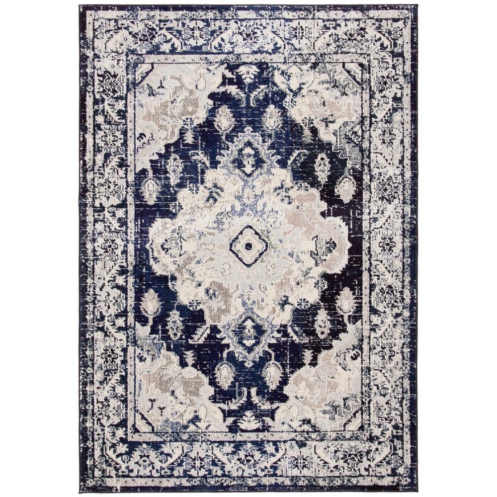 Monaco Ivory/Navy 4 ft. x 6 ft. Distressed Border Medallion Area Rug price history on PriceWatchPro