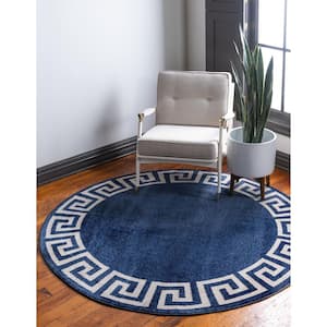 Athens Modern Navy Blue 6' 0 x 6' 0 Round Rug