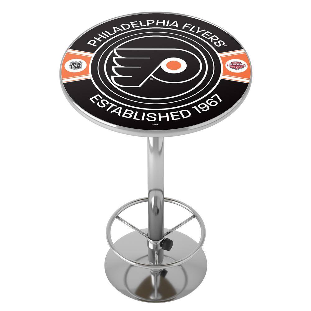 Philadelphia Flyers Patch 27 in. Chrome Round Table Top with Adjustable Foo
