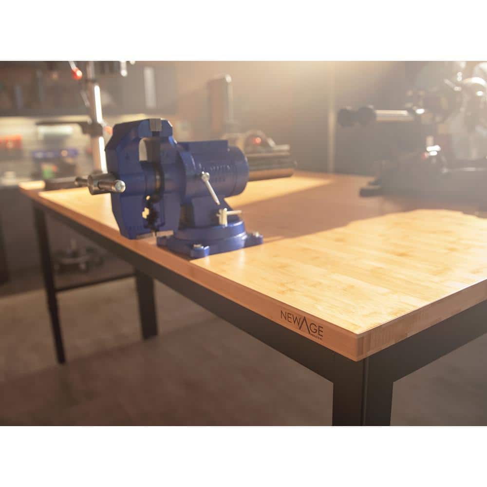 Pro Series 56" Adjustable Steel and Bamboo Workbench in Black