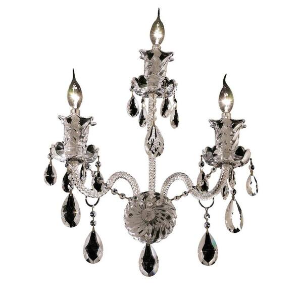 Elegant Lighting 3-Light Chrome Wall Sconce with Clear Crystal