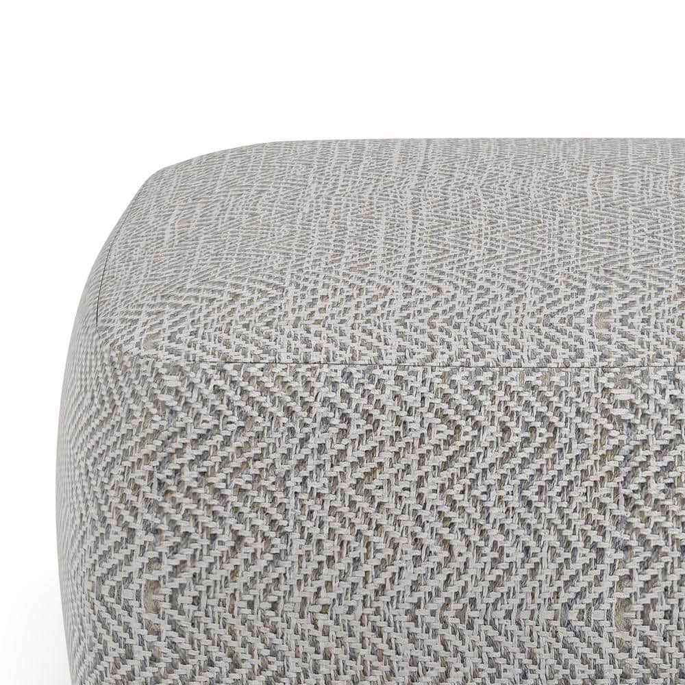Gray Melange Cotton Blend Square Pouf