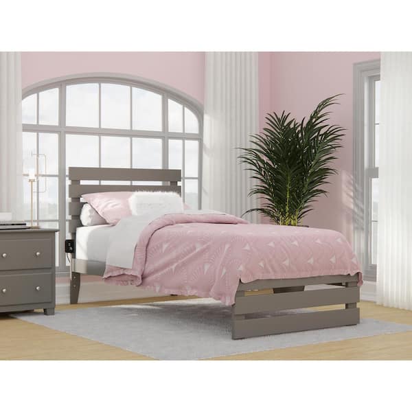 AFI Oxford in Grey Twin Extra Long Bed with Footboard and USB Turbo Charger