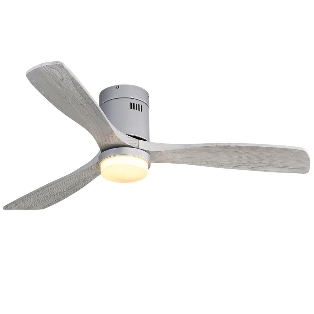 52 in. Classic Indoor Integrated LED White Gray Flush Mount Ceiling Fan with Lights and Dimmable price history on PriceWatchPro