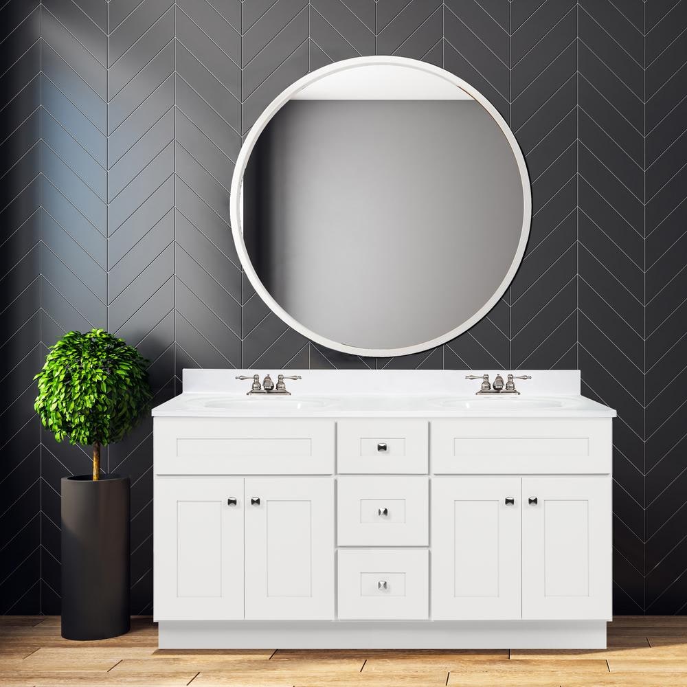Brookings 60 Inch White Solid Wood Freestanding Bathroom Vanity