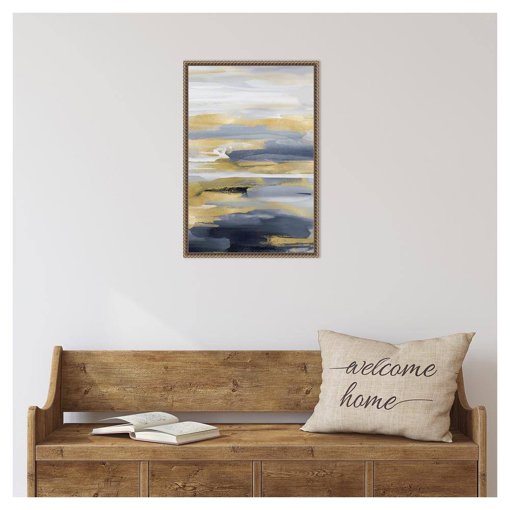 Blue and Gold Abstract Canvas Framed Wall Art 16 x 23
