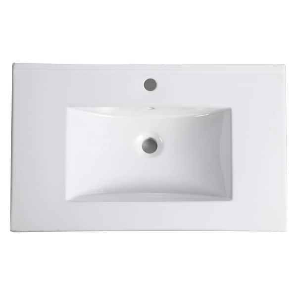 30 in. corner Bathroom Basin Sink in White Ceramic